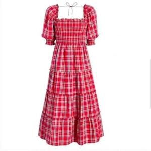Hill House Red Plaid Midi Dress
